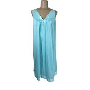Vassarette Aqua Blue Silky Nylon Nightgown
